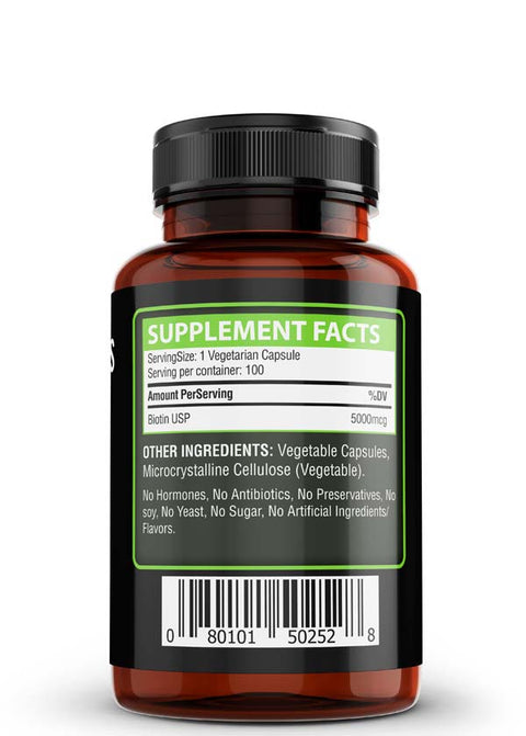 Biotin 5000mcg Vitamins (100 capsules)