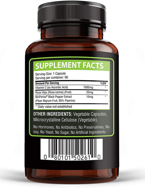 Vitamin C With Rose Hips (90 capsules)